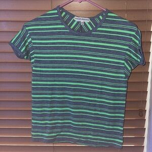 Poof Girl Excellence striped T-shirt green and grey. Girls size 6X